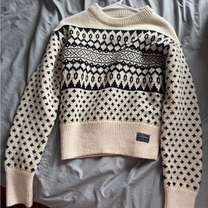 Super Dry Black and Cream Patterned Sweater